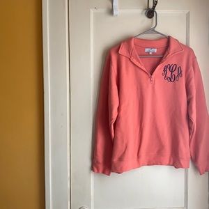 KLA Coral Monogrammed Quarter Zip